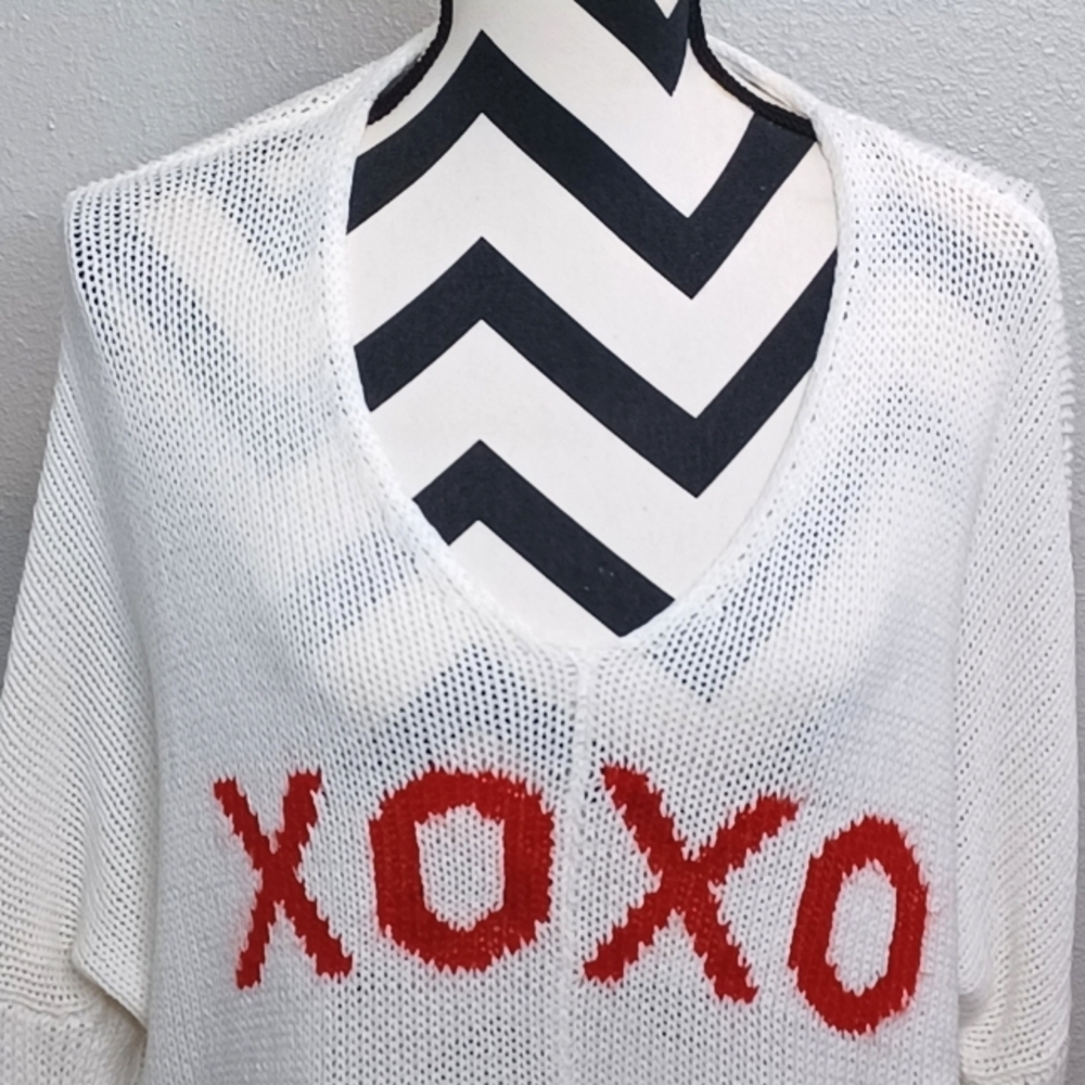 Wooden Ships XOXO Sz XS Oversized Open Knit Valentines Day Sweater - Picture 5 of 14